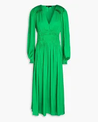 Maje Shirred satin-crepe midi dress - Green Green