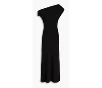 Cutout draped crepe midi dress - Black
