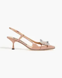 Sergio Rossi Crystal-embellished patent-leather sandals - Neutral Neutral