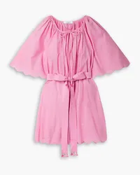 Marysia Moonstone gathered cotton-seersucker mini dress - Pink Pink