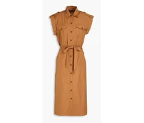 Cotton-poplin midi shirt dress - Brown