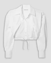 Alexander Wang Cropped layered cotton-poplin shirt - White White