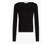 Cutout ribbed wool sweater - Black