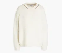 Embellished wool and cashmere-blend sweater - White