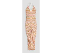 Armelle striped pointelle-knit halterneck midi dress - Multicolor