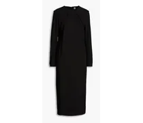 Pleated crepe midi dress - Black