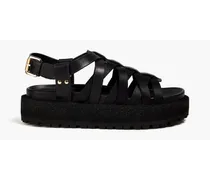 Park grosgrain and leather platform sandals - Black