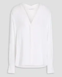 Another Tomorrow Pleated stretch-crepe blouse - White White