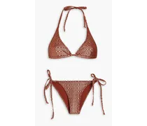 Pamela metallic seersucker triangle bikini - Brown