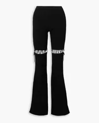 Nensi Dojaka Lace-up ribbed-knit flared leggings - Black Black