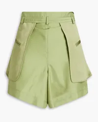 Valentino Garavani Satin-paneled crepe de chine shorts - Green Green