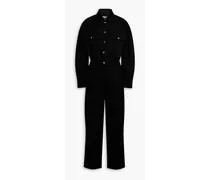 Pleated cotton-blend slub twill jumpsuit - Black