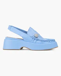 Ganni Embellished faux leather platform slingback pumps - Blue Blue