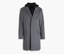 Shell-paneled wool-blend felt hooded coat - Gray
