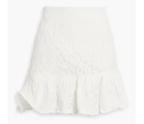Claudia ruffled lace mini skirt - White