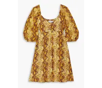 Martine snake-print crepe mini dress - Yellow