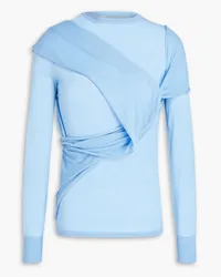 Victoria Beckham Wrap-effect draped merino wool sweater - Blue Blue