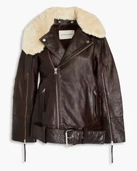 By Malene Birger Belted leather biker jacket - Brown Brown