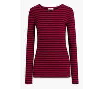Striped cotton-jersey top - Red