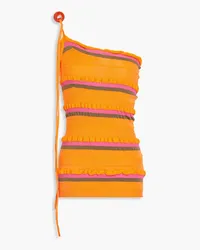 Jacquemus Concha one-shoulder striped stretch-knit top - Orange Orange