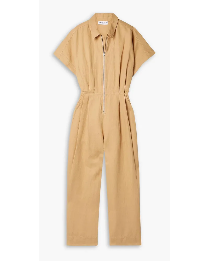 APIECE APART Oso Mayor pleated linen and cotton-blend twill jumpsuit - Neutral Neutral