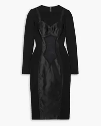 Dolce & Gabbana Paneled jersey, satin and lace midi dress - Black Black