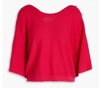 Crystal-embellished modal and cotton-blend sweater - Pink