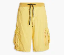 Crinkled cotton-poplin cargo shorts - Yellow