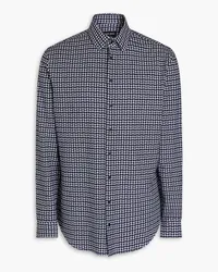 Giorgio Armani Printed cotton-seersucker shirt - Blue Blue