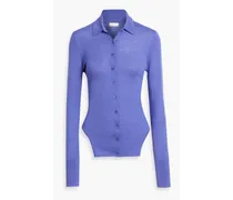 Asymmetric wool, silk and cashmere-blend shirt - Purple