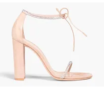 Gianvito Rossi Crystal-embellished metallic suede sandals - Neutral Neutral