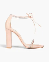 Gianvito Rossi Crystal-embellished metallic suede sandals - Neutral Neutral