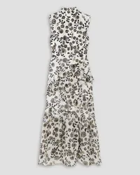 Saloni Fleur ruffled floral-print silk-chiffon midi dress - White White