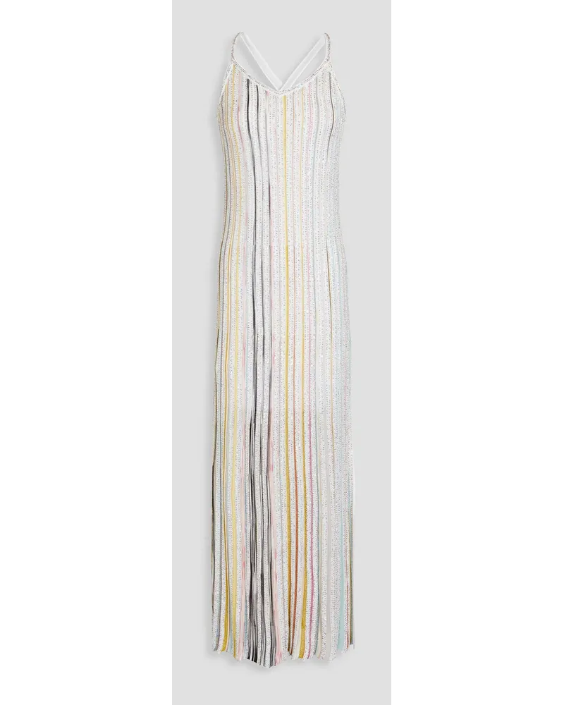 Missoni Sequined striped crochet-knit maxi dress - White White