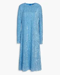 Stine Goya Celsia sequin-embellished metallic knitted midi dress - Blue Blue