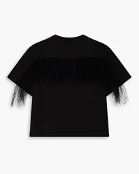 RED Valentino Ruffled point d'esprit-paneled cotton-jersey T-shirt - Black Black