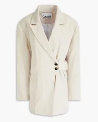 Ganni Belted crepe blazer - Neutral Neutral