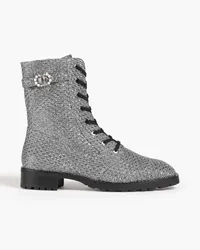 Stuart Weitzman Dazzle embellished lamé combat boots - Metallic Metallic