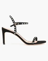 Stuart Weitzman Dancer 80 crystal-embellished suede sandals - Black Black