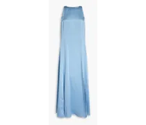 Silk-satin midi dress - Blue