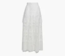 Tiered lace maxi skirt - White
