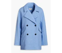Fozia double-breasted wool-blend bouclé coat - Blue