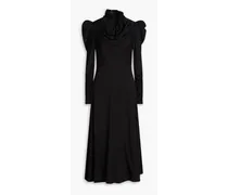 Ruched silk-blend twill maxi dress - Black