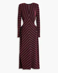 Rebecca Vallance Aisha cutout metallic striped jersey midi dress - Purple Purple