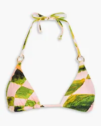 Louisa Ballou Printed triangle bikini top - Pink Pink