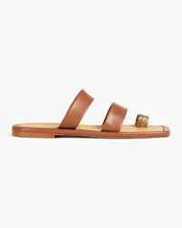 REJINA PYO Smooth and snake-effect leather sandals - Brown Brown