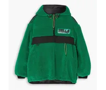 Marlee shell-paneled fleece hooded half-zip jacket - Green