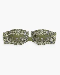 Zimmermann Paisley-print underwired bandeau bikini top - Green Green