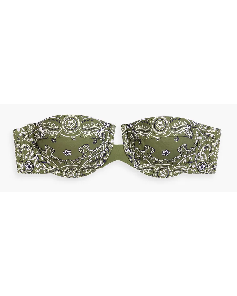 Zimmermann Paisley-print underwired bandeau bikini top - Green Green