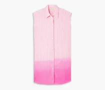 Asymmetric striped dégradé cotton-poplin shirt - Pink
